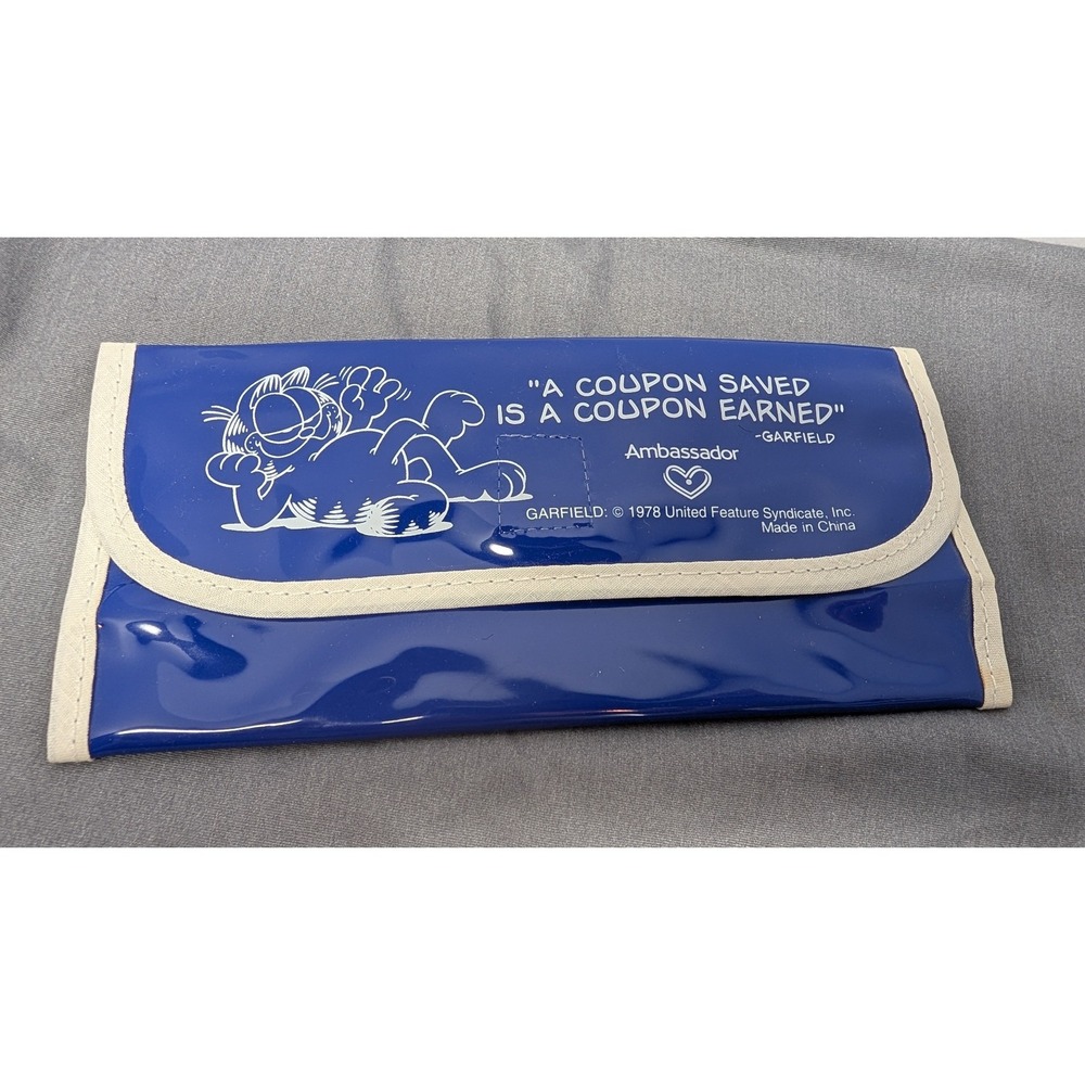Ambassador Garfield Coupon Organizer 1978 Blue Vinyl Vintage Collectible Pouch